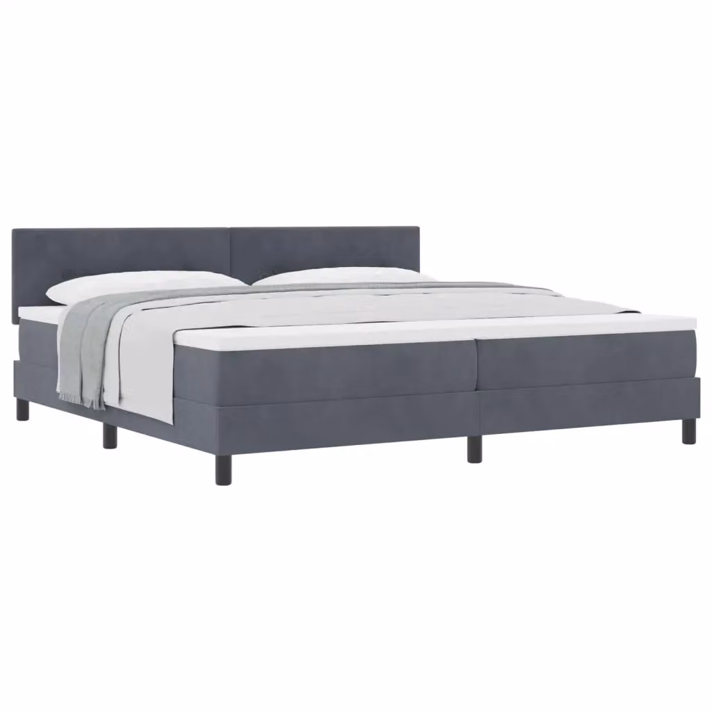 Letto matrimoniale moderno vidaXL in velluto grigio con testiera, L/P/H: 200 x 200 x 280 cm – 2