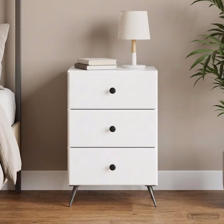 vidaXL Armadio da Notte Moderno Bianco Lucido L/P/H: 43 x 41 x 66,5 cm