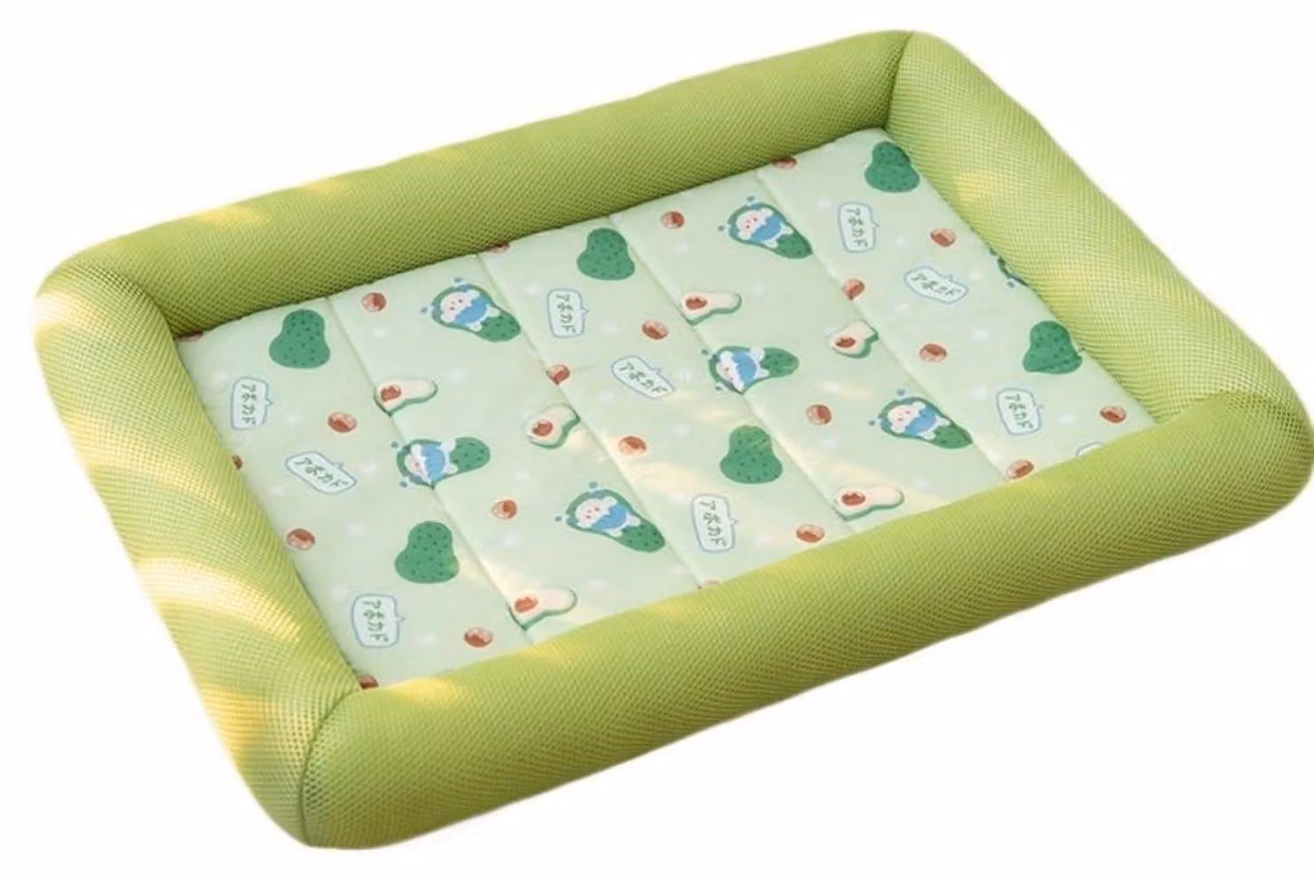 Cuccia per cani, modello S, 45x33 cm, quadrata, verde, motivo frutta, divano per cani, traspirante, morbido