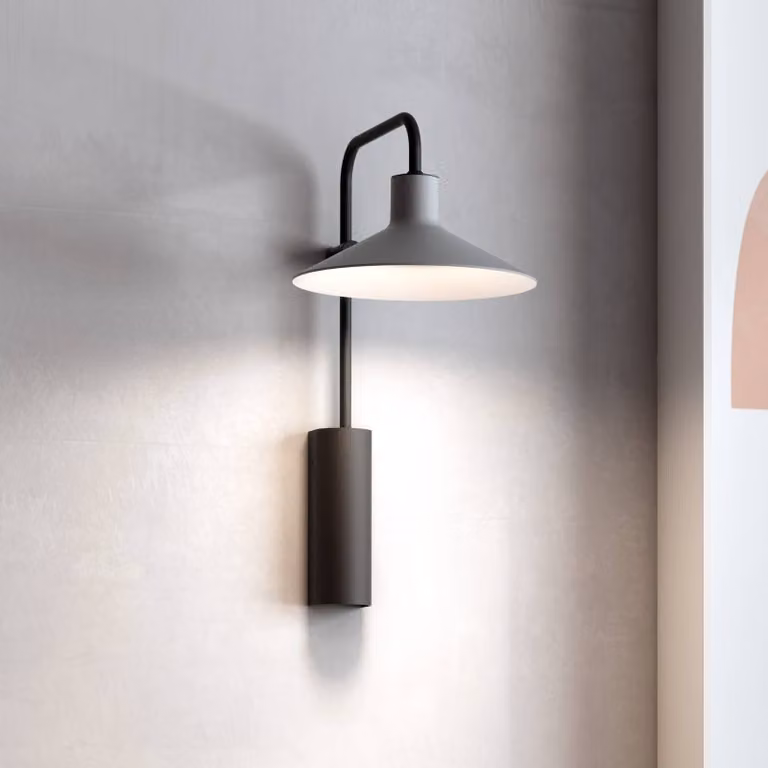 Bover Applique da parete a LED Platet A/02, dimmerabile, Nero, Soggiorno / Sala da pranzo, Alluminio, Design, Applique a LED