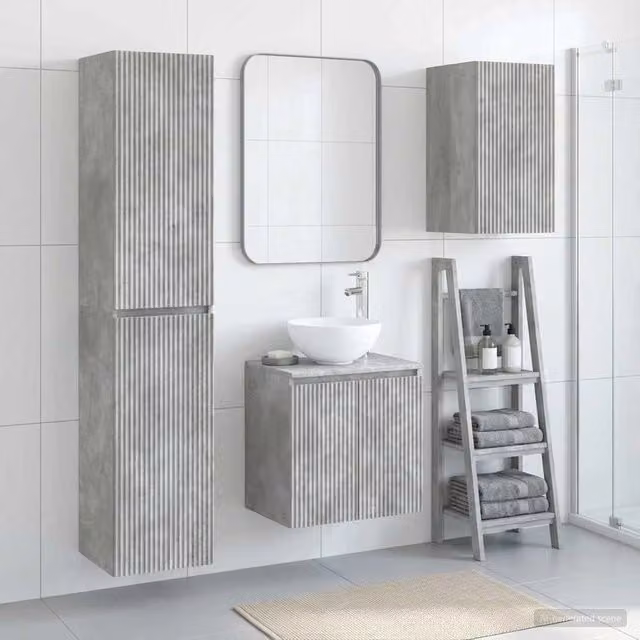 Set di mobili per il bagno 3 pz Grigio Cemento 3406066