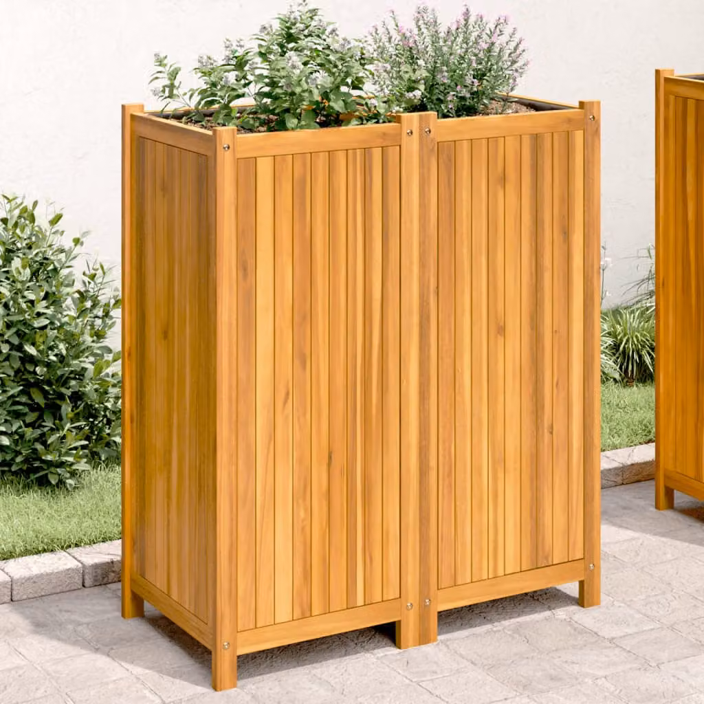 Fioriera da giardino vidaXL in legno di acacia massello, colore marrone, L: 84 cm, P: 42 cm, H: 100 cm