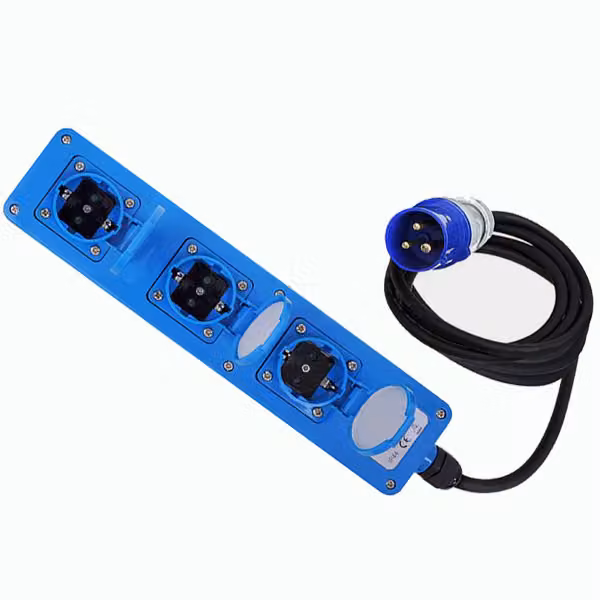 ciabatta elettrica a 3 prese Schuko 16A IP54 caravan camper barca ecc. 230V-250V con cavo e spina CEE 2 m (PA)