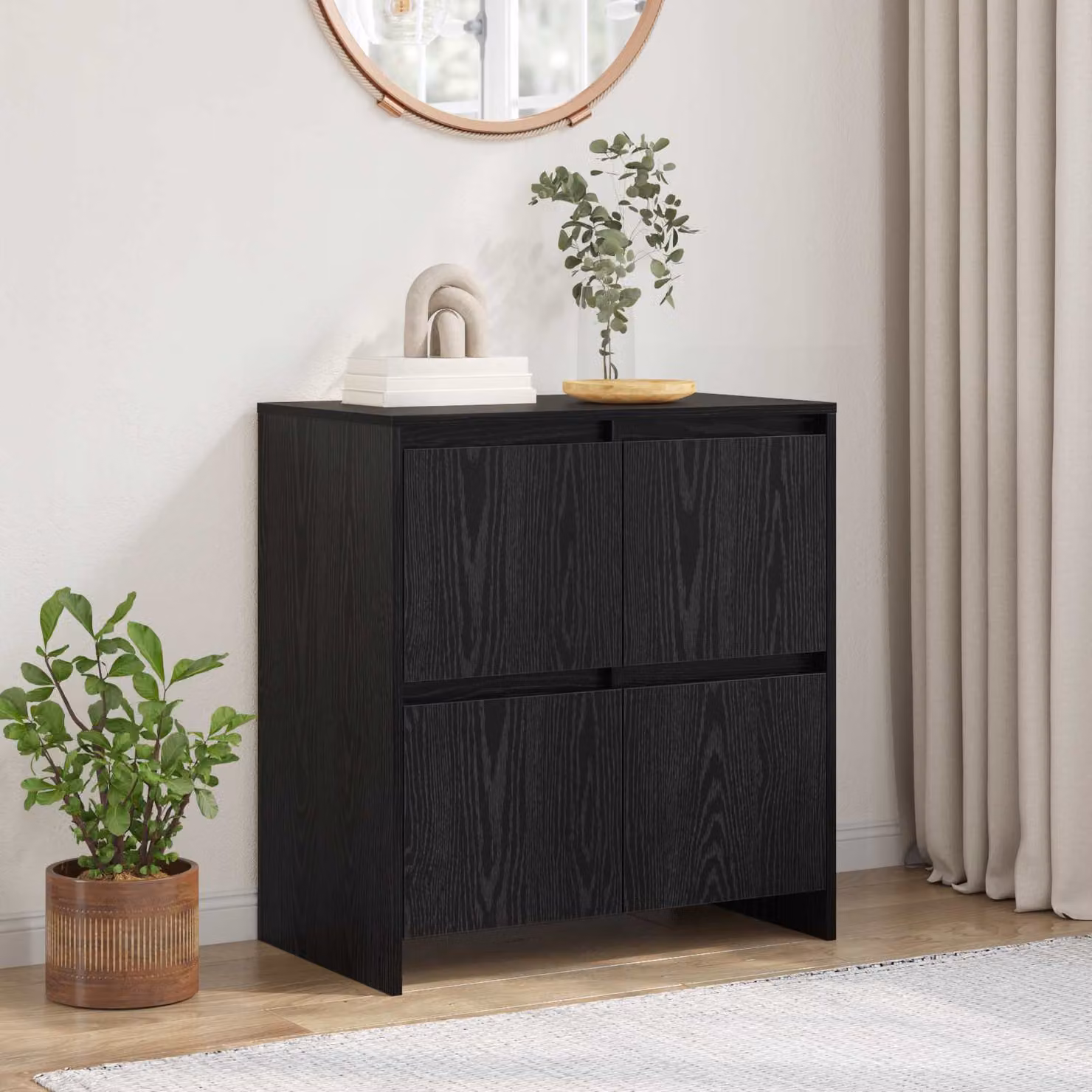 Credenza moderna vidaXL in legno ingegnerizzato MDF, colore nero, L: 70 cm, P: 41 cm, H: 75 cm