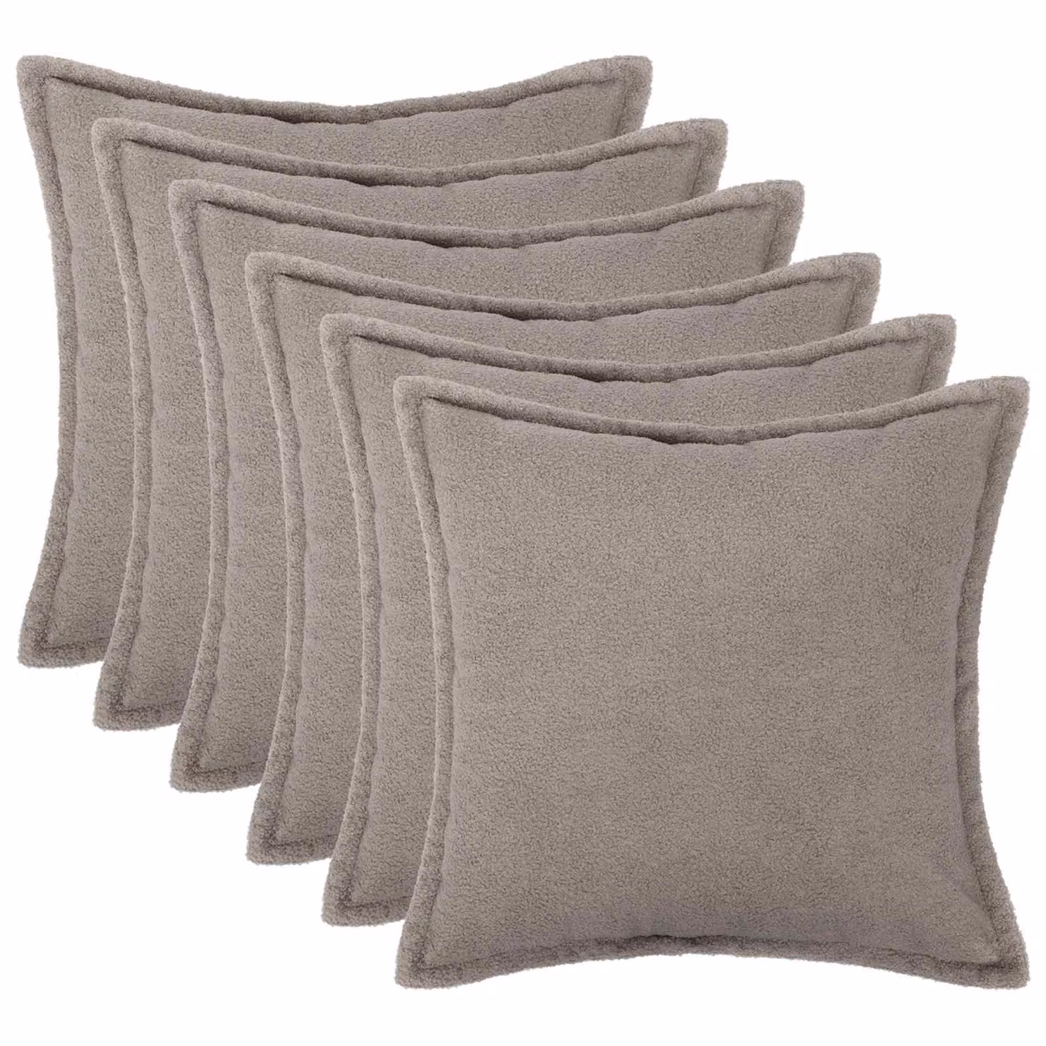Set di 6 federe vidaXL HOUTEN Grigio Chiaro in tessuto bouclé, L 40 x P 40 cm