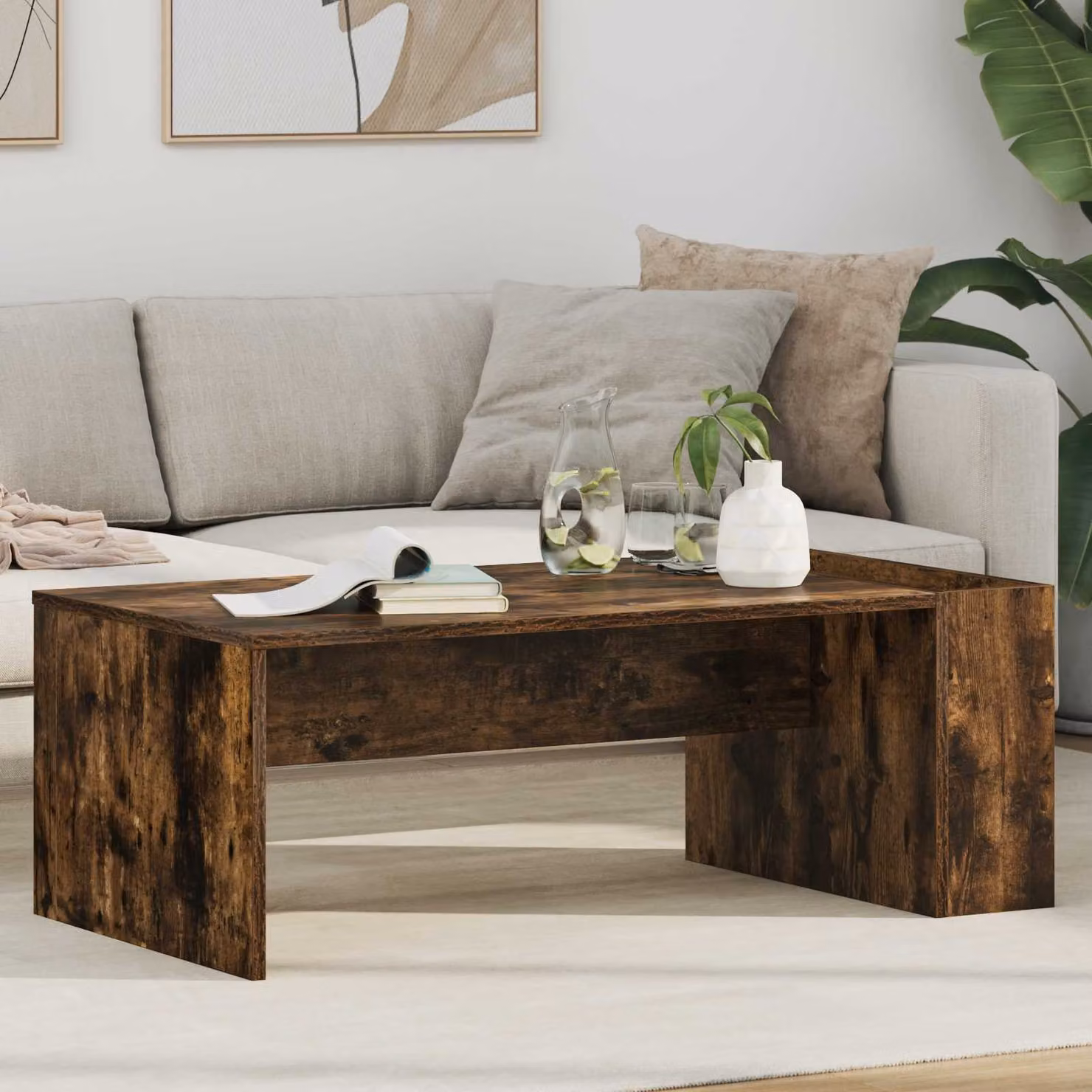 vidaXL Tavolino da salotto moderno in rovere color marrone L: 95 cm, P: 50 cm, H: 34 cm