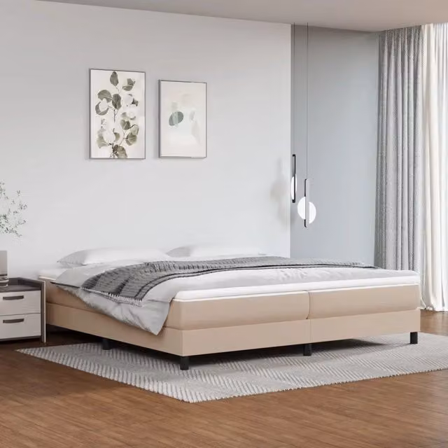 Giroletto a Molle con Materasso Cappuccino 200x200cm Similpelle 3144284