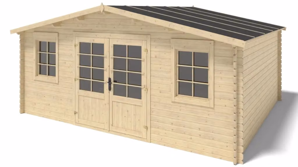 Casetta da giardino in legno ALTANKA modello DOM746 colore naturale, superficie di 21.42 m2, L: 5.1 m x P: 4.2 m, spessore pareti 34 mm – 2