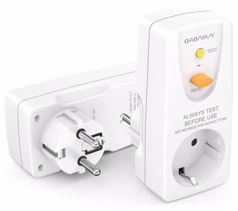 Interruttore differenziale di sicurezza da 16 ampere, presa per elettrodomestici