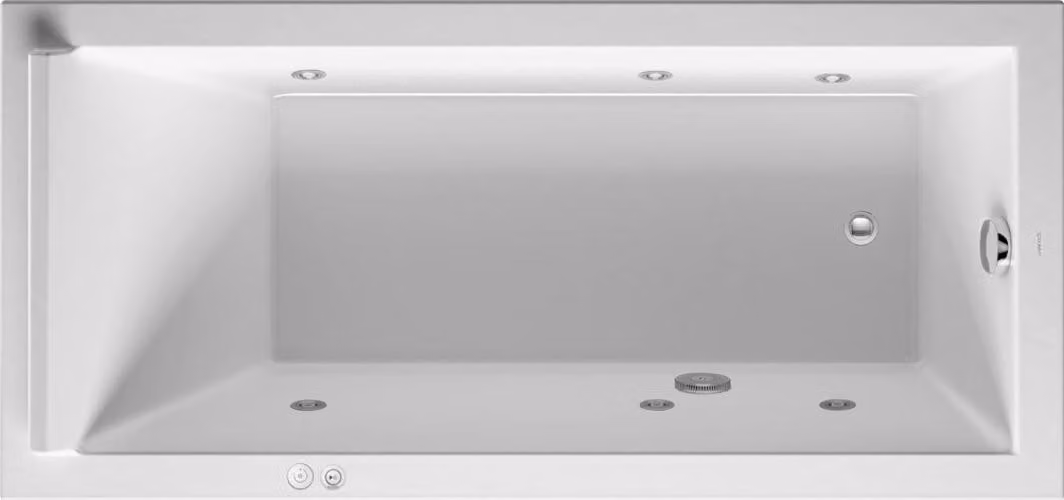 Duravit Starck Bains à remous, à encastrer, simple dos, bâti-support, garniture de vidage et de trop-plein chrome, système à jet, 1700x800mm, 760336000JS1000, 760336000JS1000