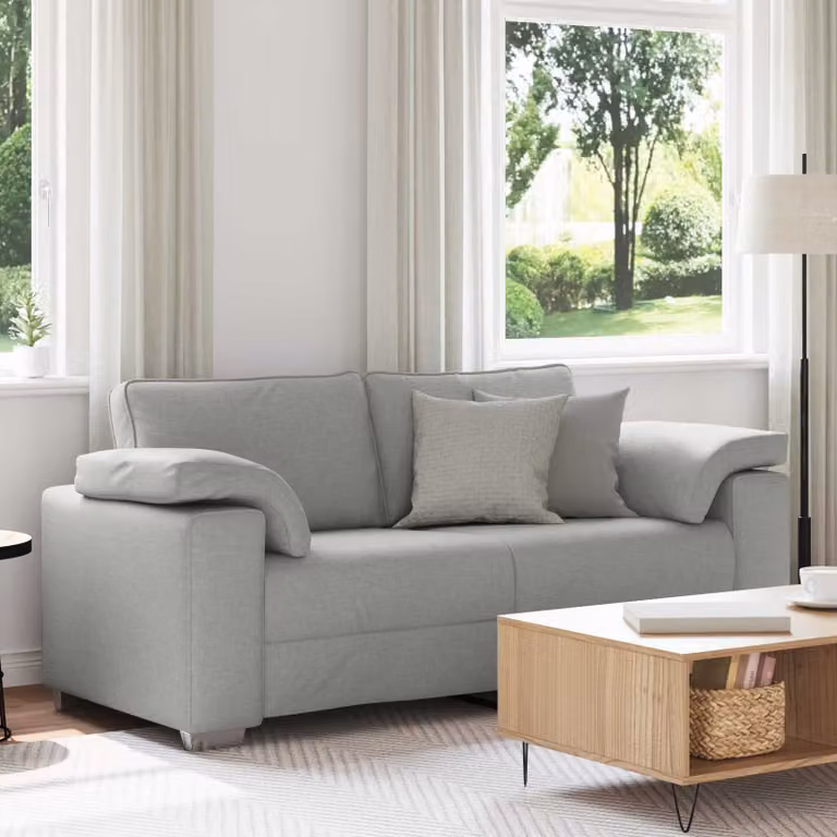 vidaXL Divano a due posti moderno in tessuto Grigio con cuscini per il soggiorno