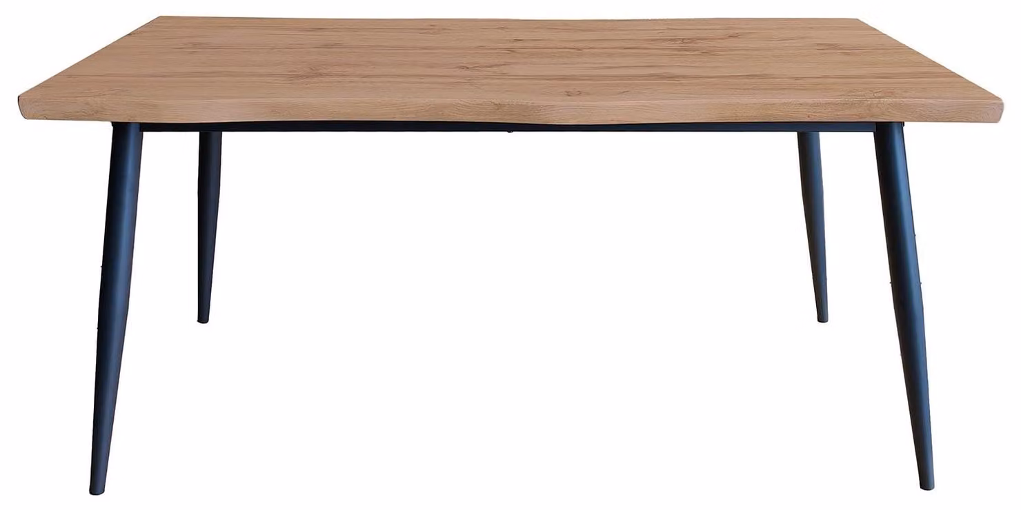 Tavolo da pranzo in legno naturale e metallo nero, dimensioni 160x75x80 cm