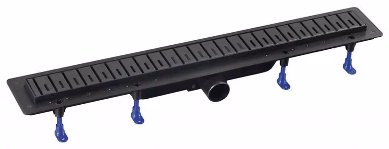 Canale a pavimento KLAVER con griglia in acciaio inox, L-910, DN50, nero opaco