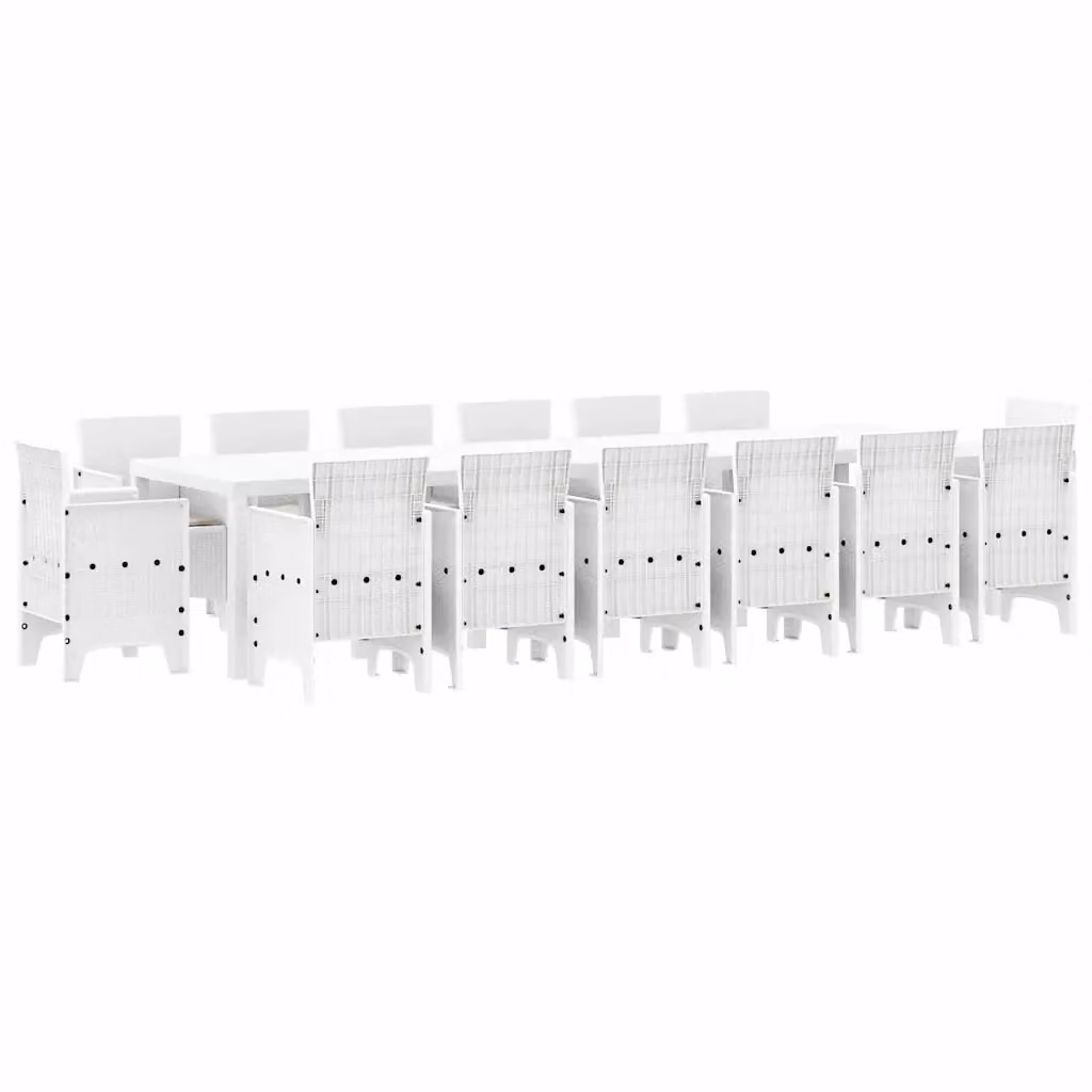 Set da pranzo per giardino e terrazzo vidaXL in rattan bianco con 15 pezzi e cuscini rimovibili – 2