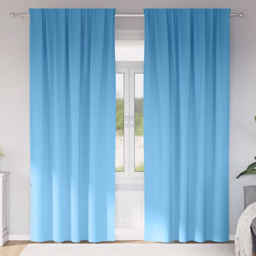 Set di 2 tende blackout vidaXL con anelli in poliestere, colore azzurro, H: 245 cm x L: 140 cm