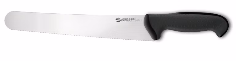 Coltello pasticciere linea Tecna di Sanelli Ambrogio, lama con dentatura micro cm 32, manico nero