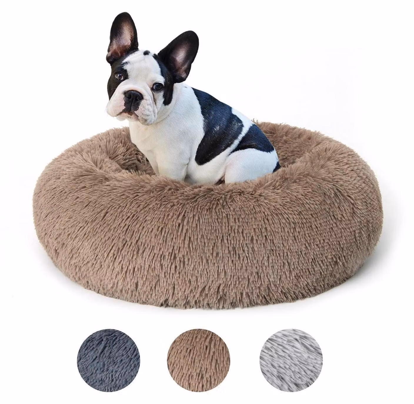Cuccia per cani, cuccia per gatti, lavabile, morbida, rotonda, diametro 60 cm, colore marrone