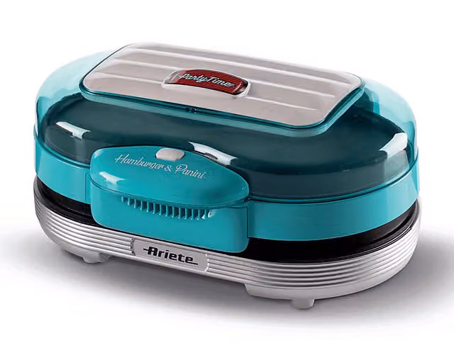 Macchina per Hamburger Ariete con piastre rimovibili, colore turchese