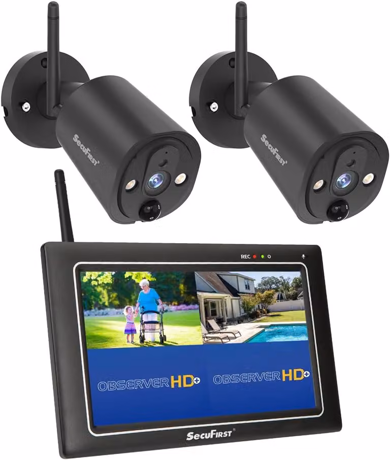 Kit di telecamere di sicurezza wireless per esterni – con monitor touchscreen da 7 pollici – risoluzione 2K – sensore AI