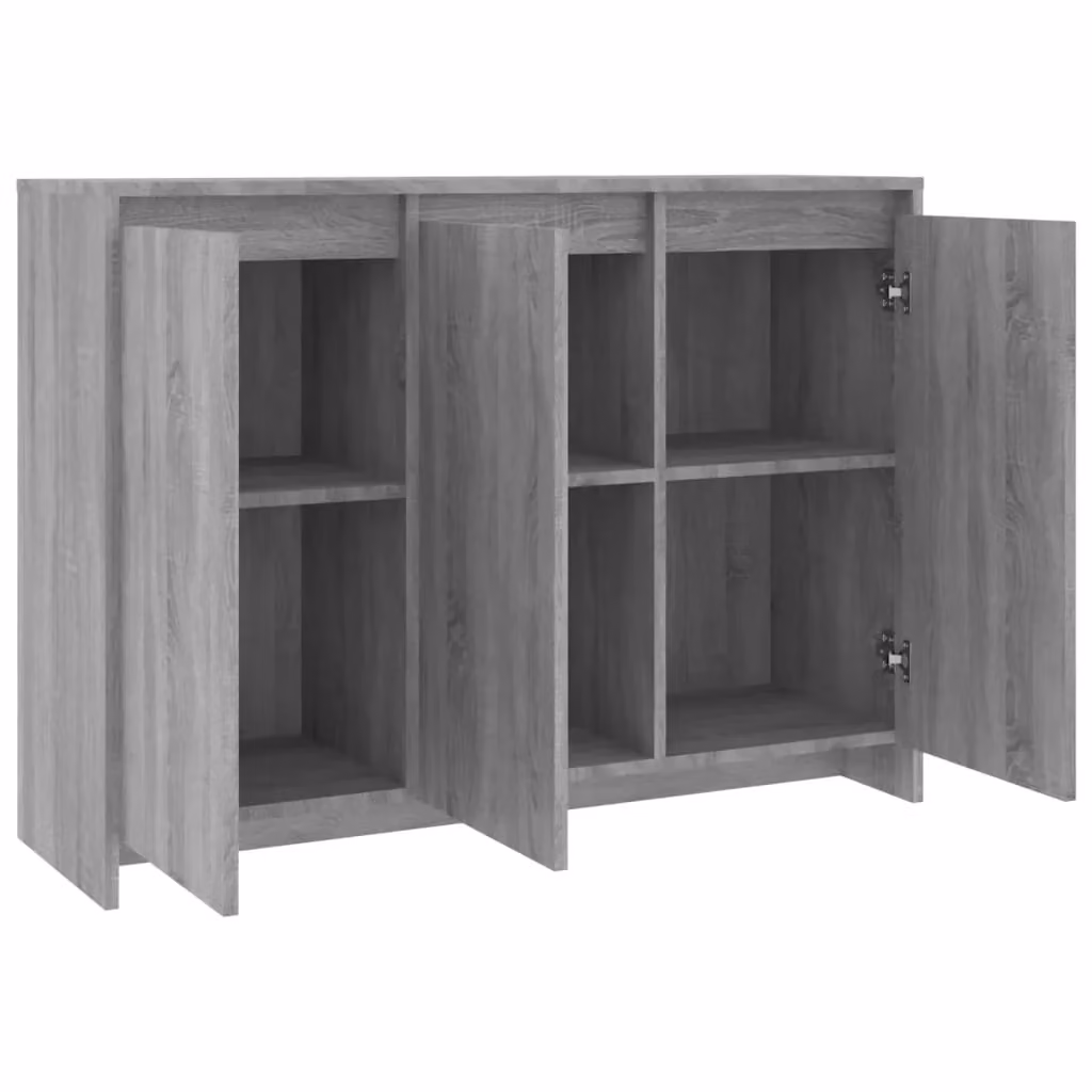 Buffet credenza Sonoma con cassettiera e organizer per cucina o soggiorno, colore grigio, L 102 cm x P 33 cm x H 75 cm – 2