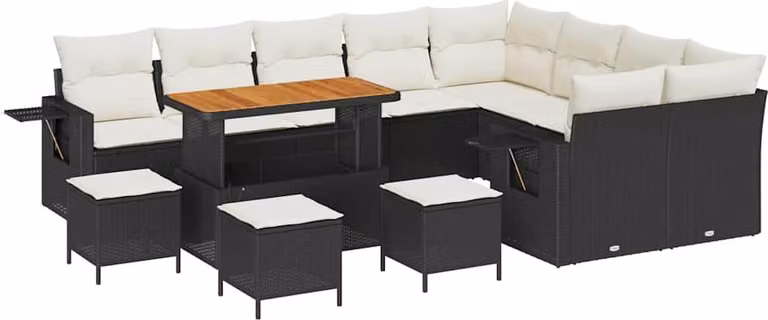 Set Divano da Giardino 13 pcs Nero polyrattan