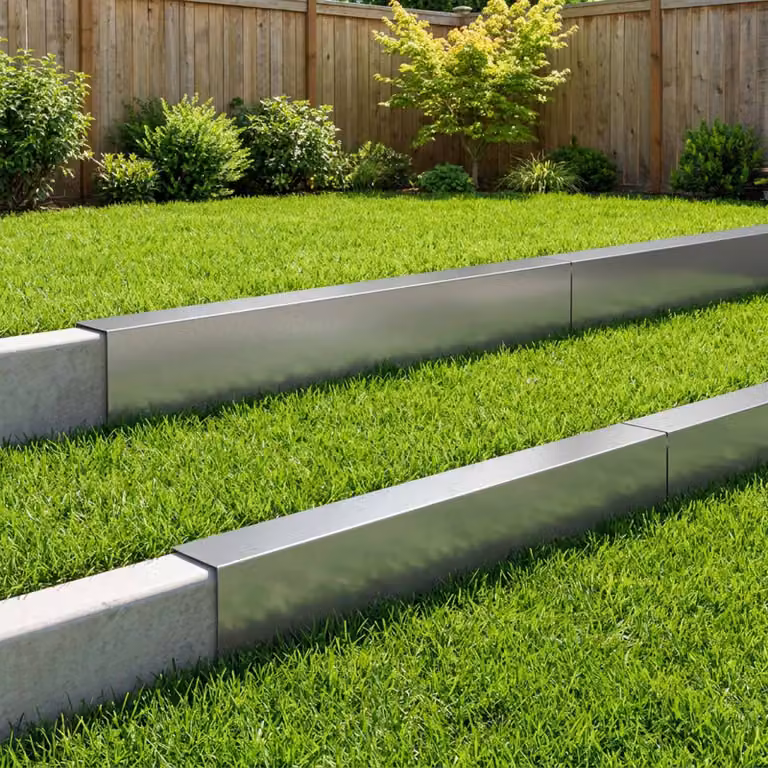 Set di 10 profili di copertura per giardino vidaXL in acciaio zincato color argento, L: 100 cm, P: 15 cm, H: 15 cm