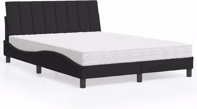 Letto Hanko con Materasso vidaXL in Velluto Nero e Bianco L/P/H: 140 x 190 cm