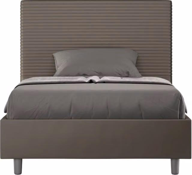 Letto Matrimoniale Moderno GIORDANOSHOP in Tessuto e Faux Leather Beige e Grigio L/P/H: 160 x 200 x 122 cm – 1