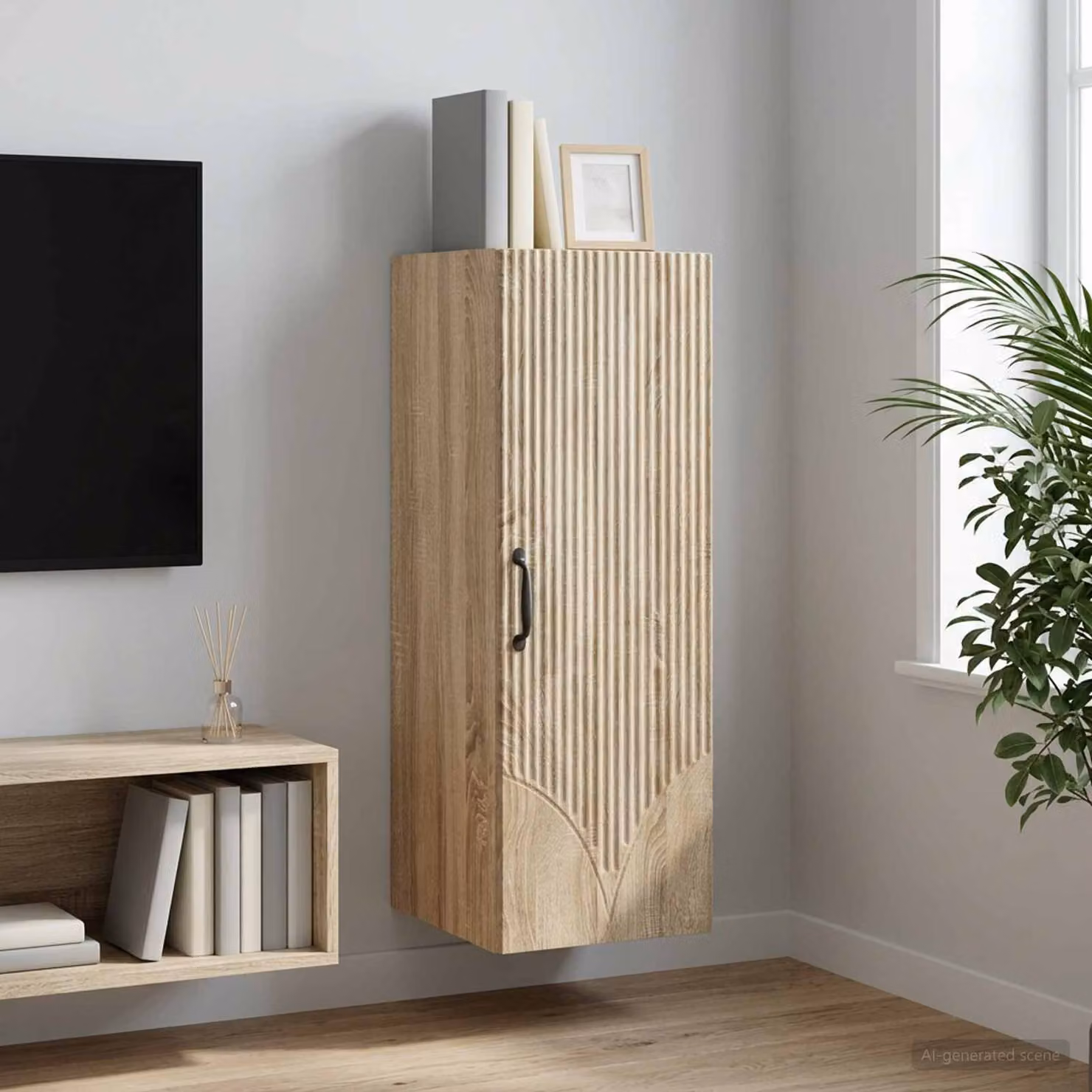 Mobiletto a muro vidaXL in legno e metallo marrone con ante a battente e ripiani interni, L: 33 cm, P: 34,5 cm, H: 90 cm