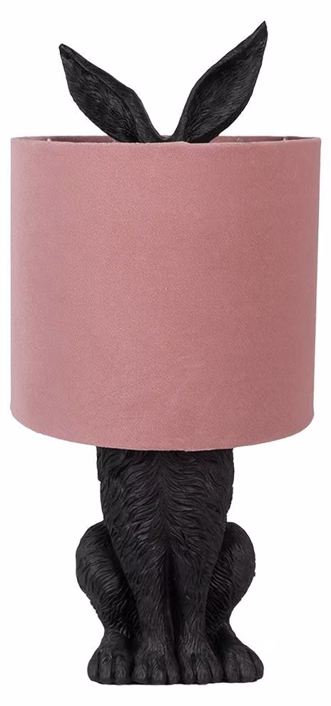 Clayre & Eef Lampada da tavolo Rabbit Ø 20x43 cm Nero Rosa Plastica