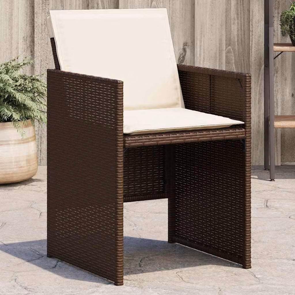 Set di 4 sedie da giardino vidaXL in polyrattan marrone con cuscini in tessuto resistente ai raggi UV