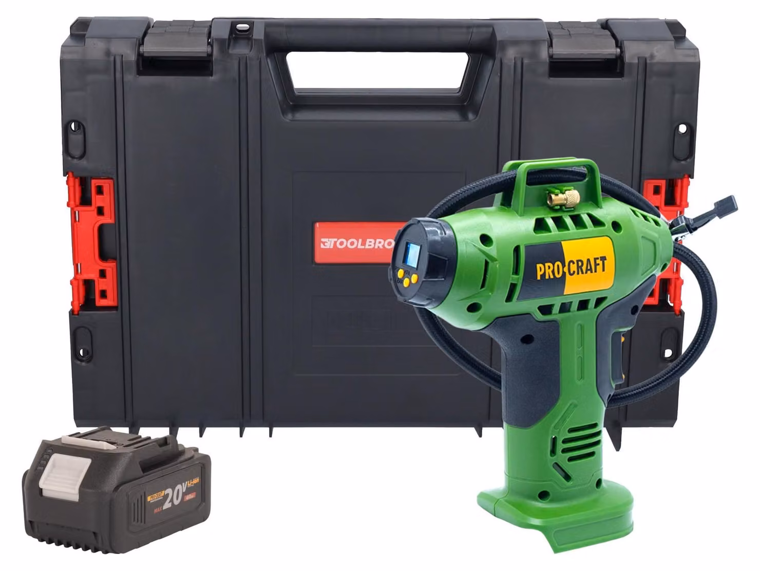 Compressore a batteria Procraft LK20 20 V 11 bar + 1x batteria 4,0 Ah + valigetta portautensili RHINO - senza caricabatteria