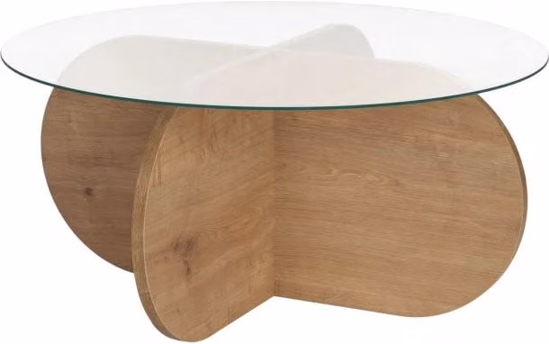 Tavolo basso Aeris in legno e vetro, colore marrone e trasparente, L/P/H: 75 x 75 x 35 cm