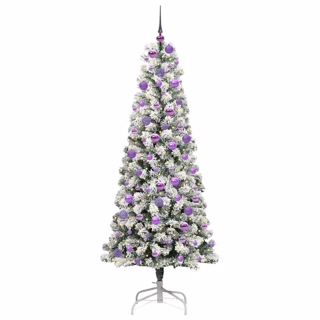 Albero di Natale artificiale con LED bianco caldo vidaXL, colore verde e bianco, Altezza: 180 cm – 2