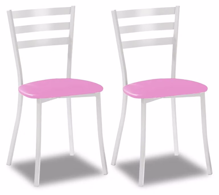 Sedia da pranzo, rosa, 39x46x84 cm, confezione da 2, rivestita in ecopelle, struttura in ferro