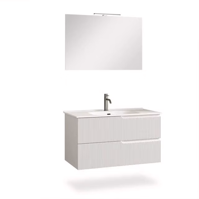 Mobile bagno composizione 4 pezzi L.101 P.46,5 H.190 cm VENERE colore bianco opaco