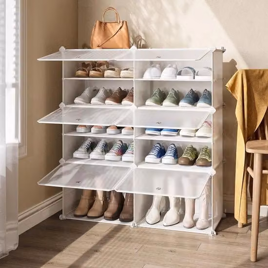 Mobile porta scarpe JOISCOPE bianco con ante e ripiani, L: 81 cm, P: 30 cm, H: 91 cm