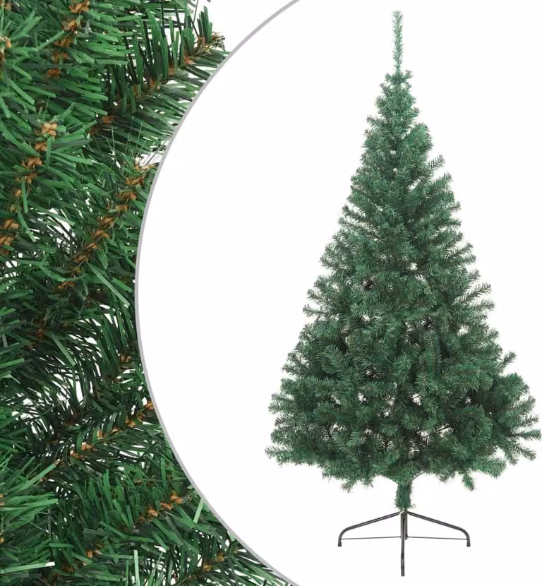 Albero di Natale Artificiale Metà con Supporto Verde 210 cm PVC
