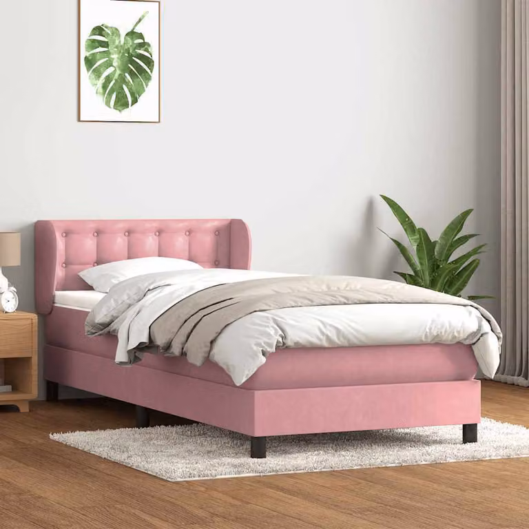 Maison Exclusive - Giroletto a Molle con Materasso Rosa 80x220 cm Velluto