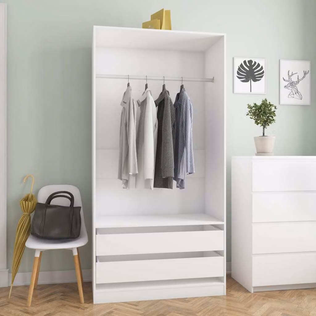 vidaXL Armadio bianco 100x50x200 cm Materiale a base di legno - Armadio - Armadi - Armadio a muro - Armadio a muro - Armadio