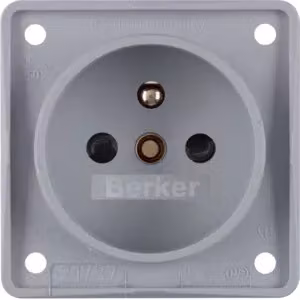 Berker 961952506 Presa di corrente con spinotto di messa a terra grigio, inserti Integro opachi