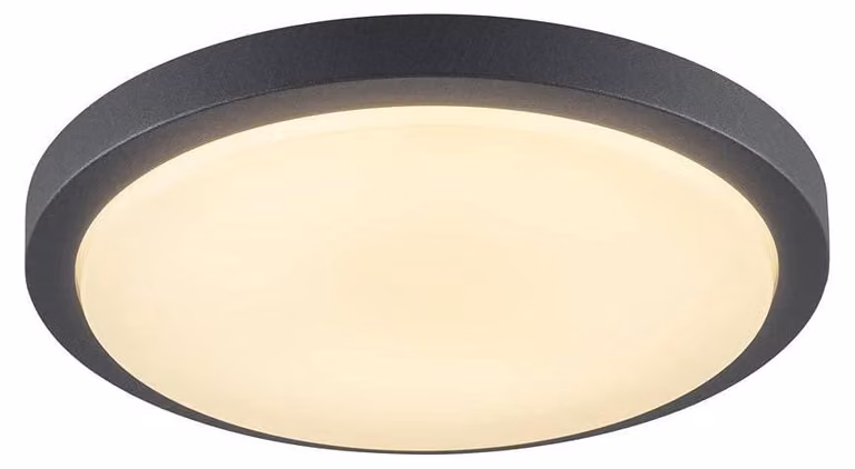 Lampada da soffitto a LED per esterni, potenza 22W, flusso luminoso 1430lm, temperatura di colore 3000K, colore antracite, grado di protezione IP44, forma rotonda