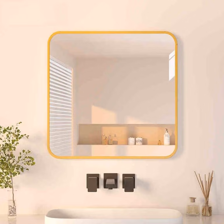 Specchio da parete, quadrato, da 30 cm, specchio per il trucco, ideale per il bagno