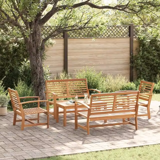 Set Divano da Giardino 5 pz Naturale Legno di teak solido 3356858
