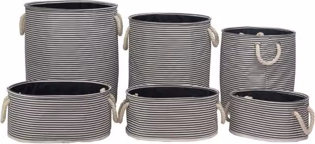 Set di 2 confezioni da 6 pezzi Portatutto Storage Stripes Casa Collection Bianco/Nero