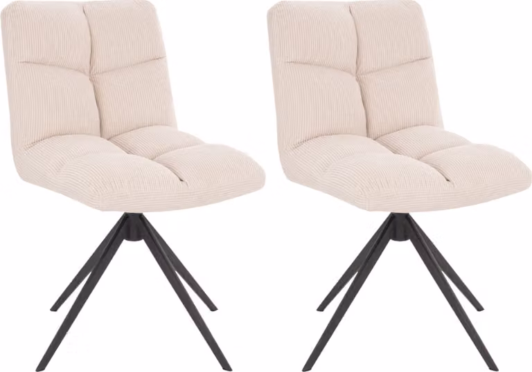Home Deluxe - Sedia da sala da pranzo NODA - set di 2, colore: crema a coste - girevole a 360 gradi, imbottitura morbida, carico massimo 120 kg I Sedia da cucina Sedie da pranzo Sedie da sala da pranzo