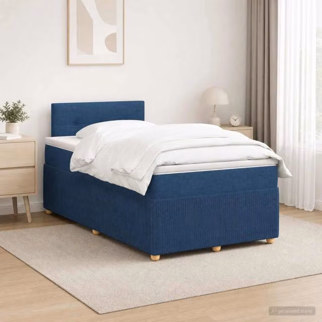 Letto box spring con materasso ibrido vidaXL Blu e Bianco L/P: 120 x 200 cm – 1