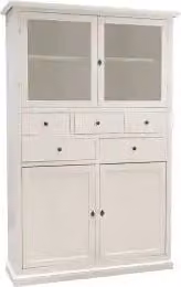 Vetrina dispensa in legno Shabby bianco opaco