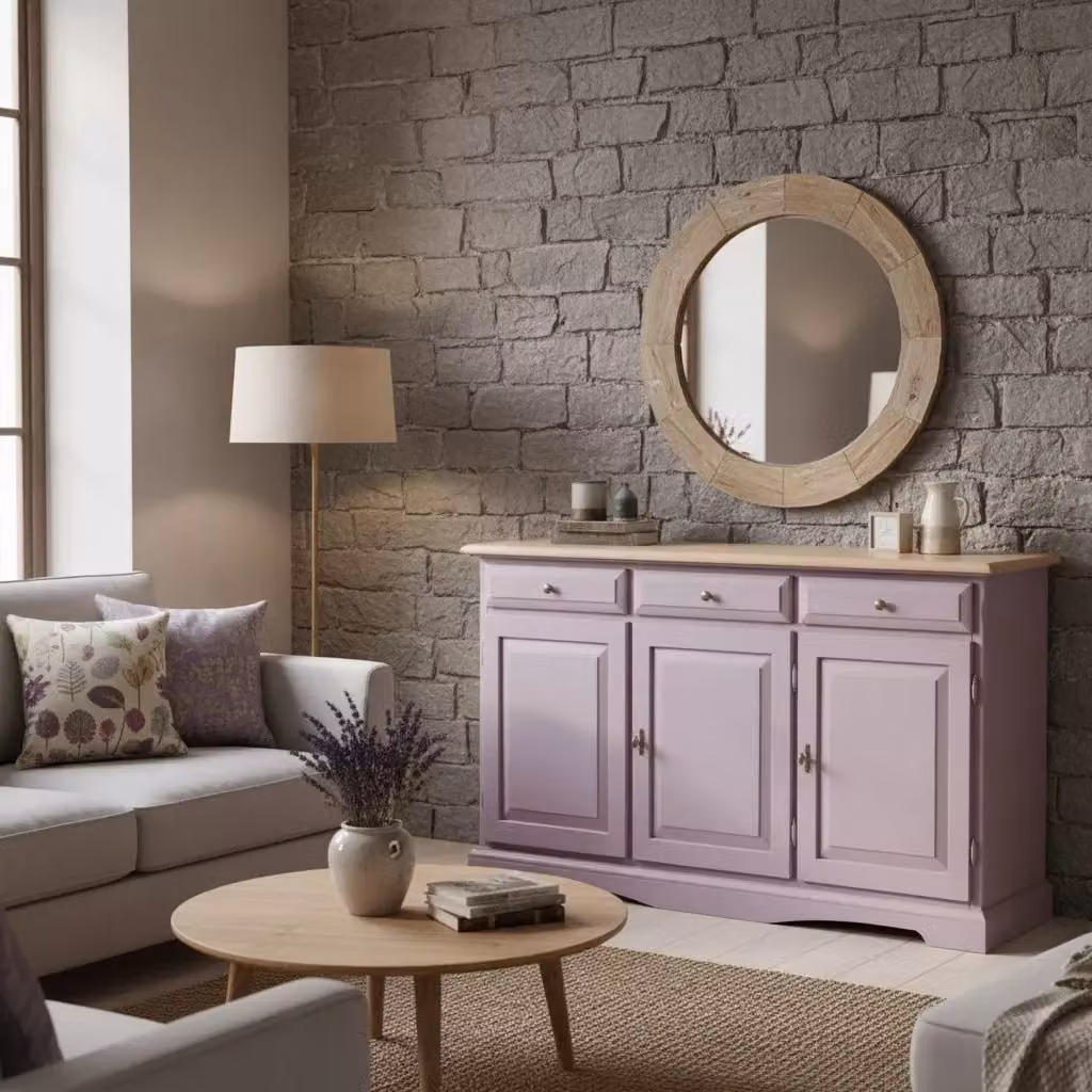 Madia credenza in legno laccato color lavanda Mobili 2G L: 156 cm, P: 42 cm, H: 85 cm – 3