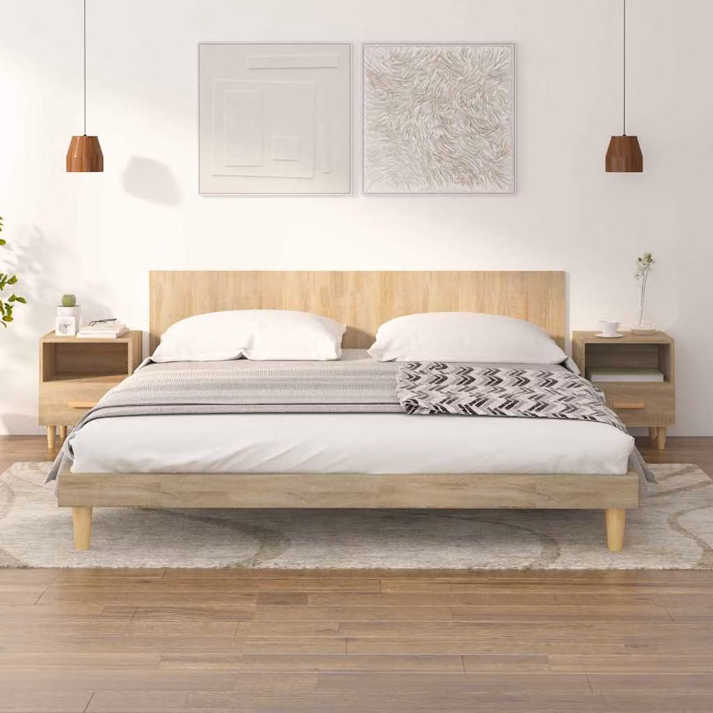 Set di 2 comodini vidaXL in stile scandinavo, colore Rovere Sonoma, L 40 cm x P 35 cm x H 47 cm